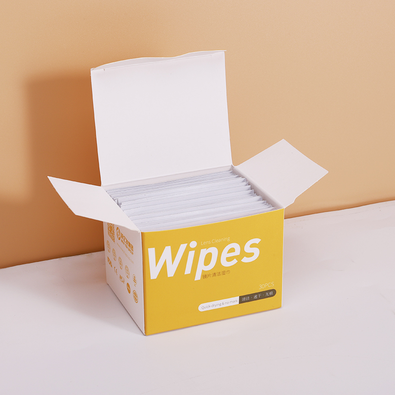 Box package lens wet wipes for glasses cleaning