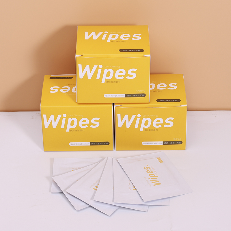 Box package lens wet wipes for glasses cleaning