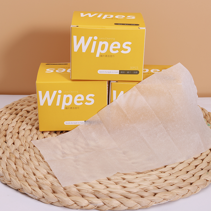 Box package lens wet wipes for glasses cleaning