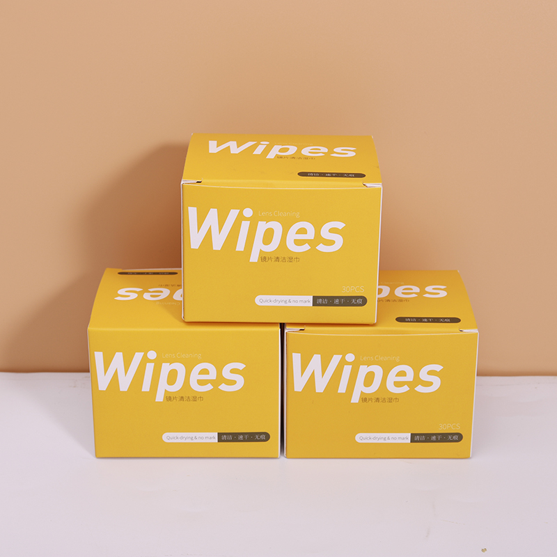 Box package lens wet wipes for glasses cleaning