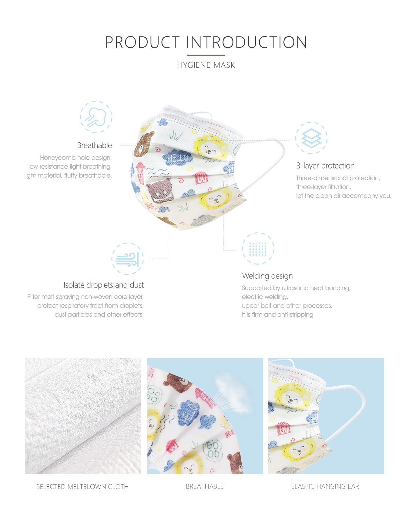 Disposable  Face Masks for Children Safety Mask Anti Dust Air Pollution Protection