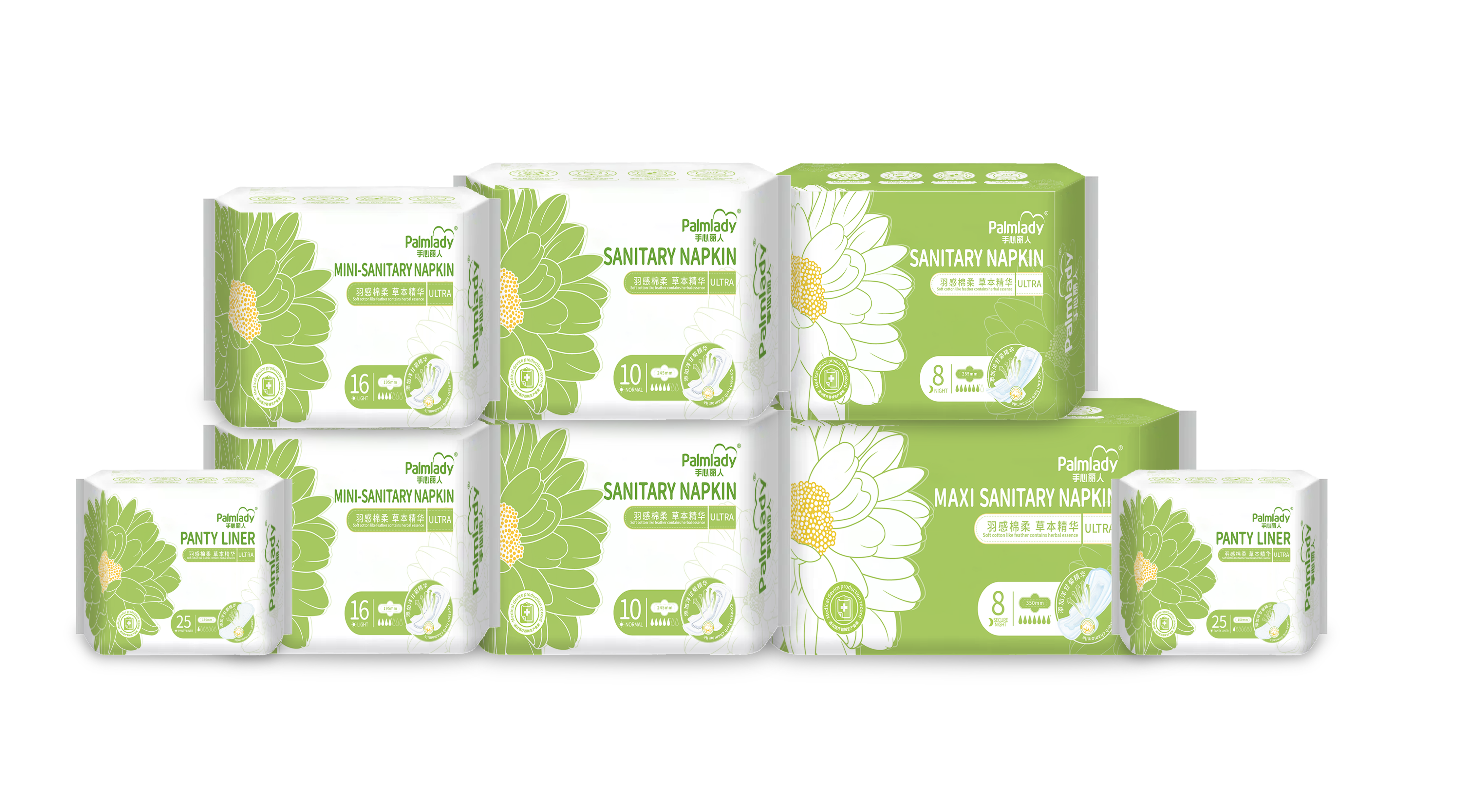 Palmlady sanitary pads with ADL Anion Bamboo Charcoal