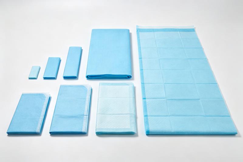 Disposable underpad OEM product specifications - various hospital-grade sizes, absorbency levels, and core constructions for private label brands