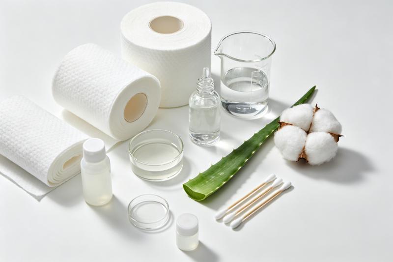 Wet wipes OEM manufacturing raw materials - nonwoven fabric rolls, lotion ingredients, and formulation components
