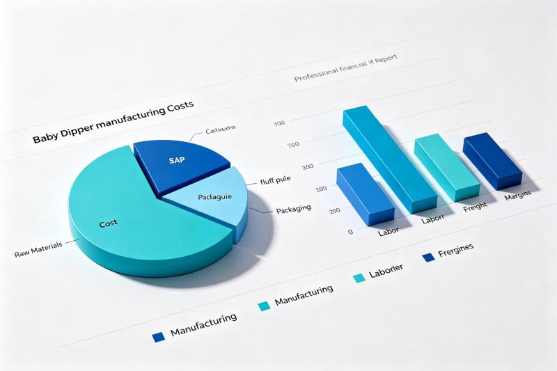Private label diaper cost breakdown chart - raw materials, SAP, manufacturing, packaging and freight cost structure for OEM buyers